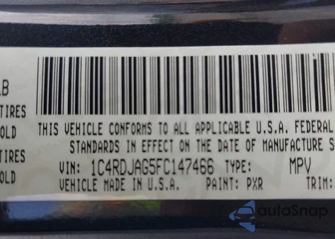 2015 Dodge Durango Sxt z USA, uszkodzony, nr VIN 1C4RDJAG5FC147466